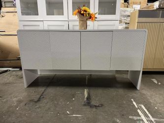 Modern Minimalist Style 60" L Sideboard Accent Storage Cabinet with Rebound Device Door,Wooden Control Table for Living Room and Entrance (White#M)