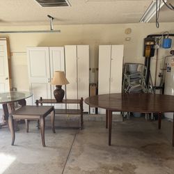 Wood Glass Table, Kitchen Table, Lamp, Shelve Unit, Corner Table, Furniture