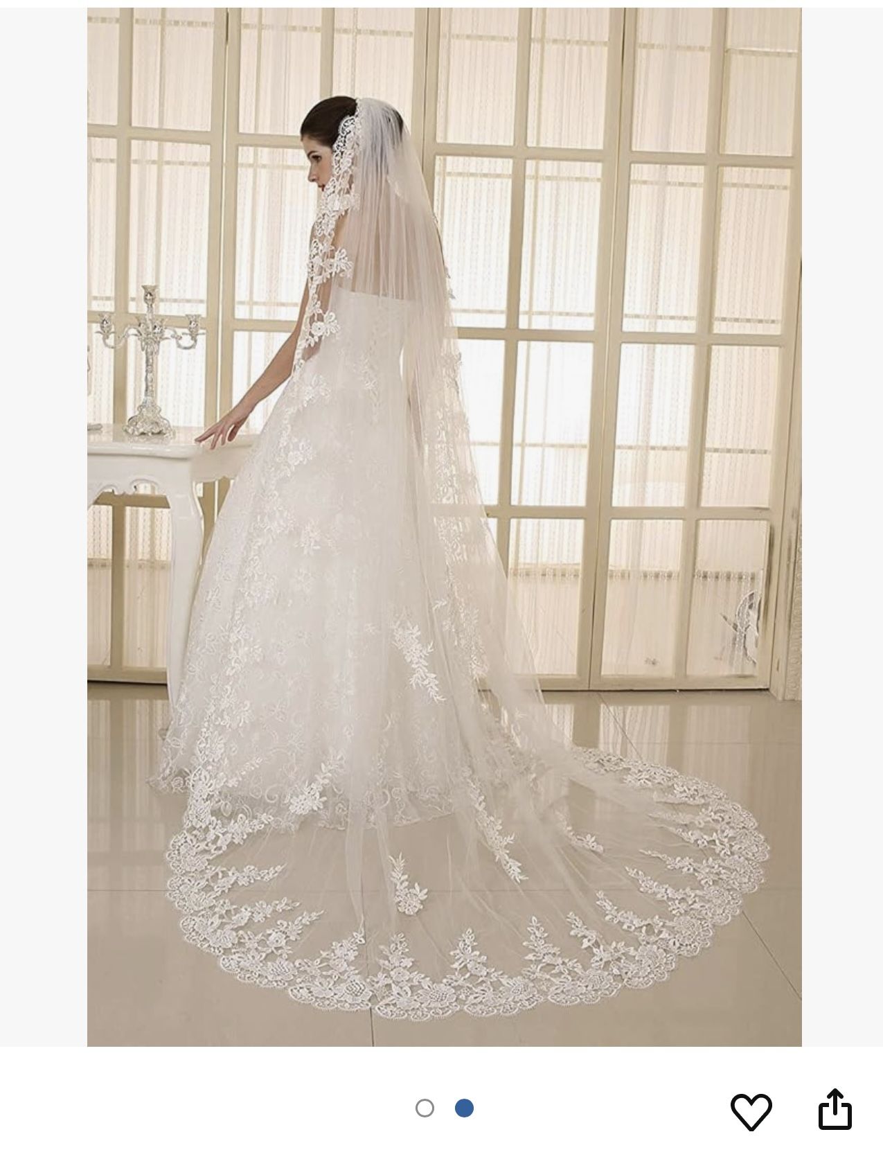 Cathedral Wedding Lace Veil Floral With Comb