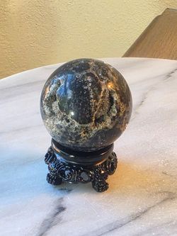 2" Approximately Druzy Sphalerite Sphere With a Stand