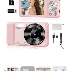 64MP 4K Digital Camera, Hoestr 18X Zoom Autofocus Point and Shoot Compact Camera with 64GB TF Card, Flash, 2.8" LCD Screen for Teens Gifts Adult Begin