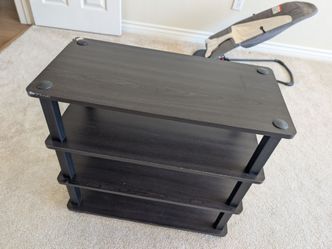 Black wooden shoe rack