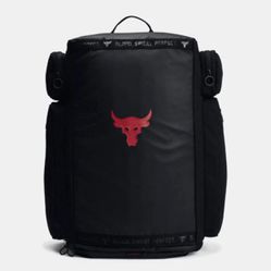 New Under Armor Project Rock Duffle Backpack Bag. Black and Red 2023 UA Gym Unisex 