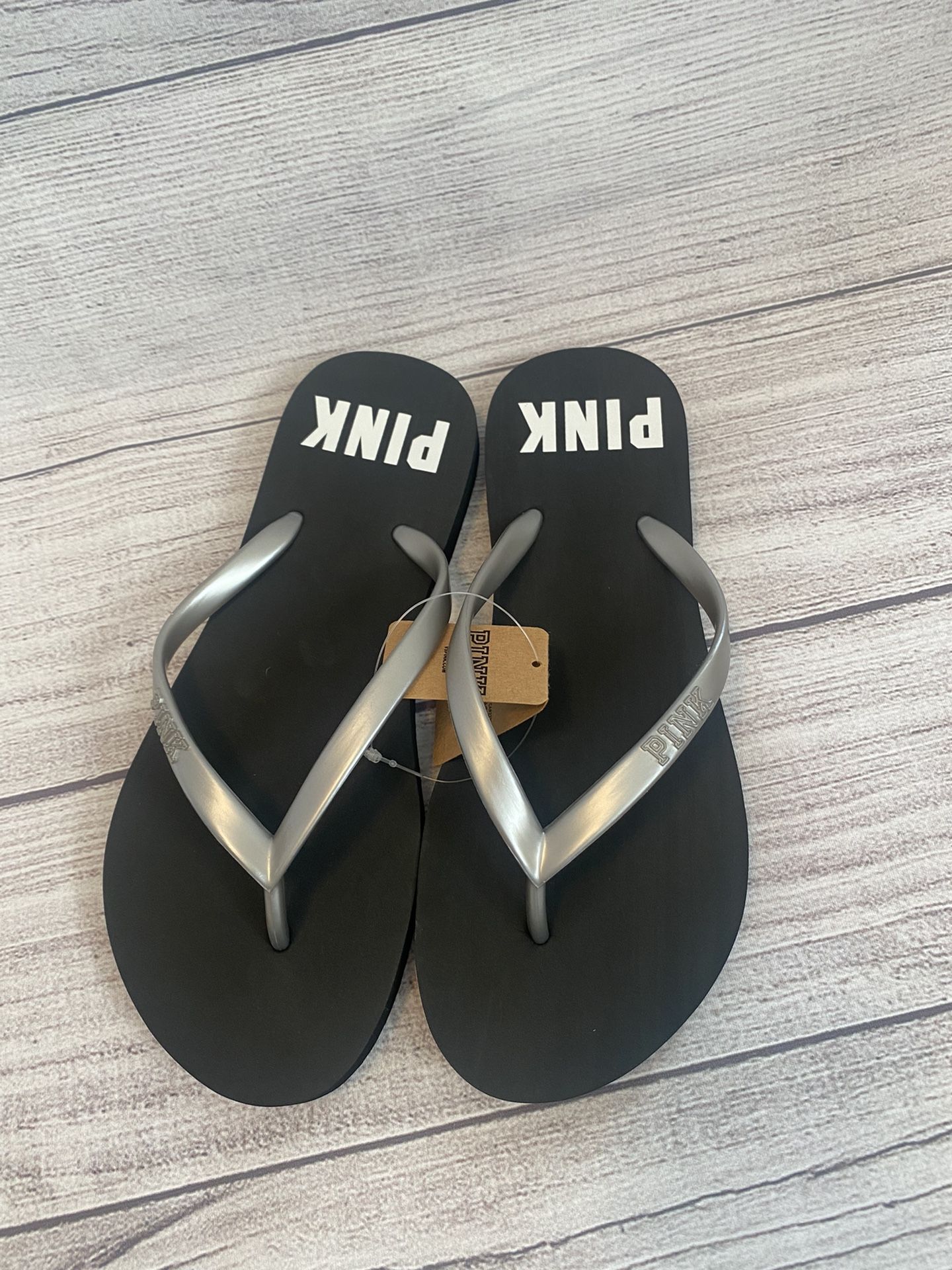 PINK Victoria s Secret Flip Flops Black S 5 6 for Sale in