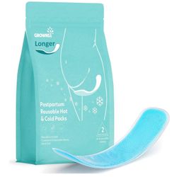 Grownsy Heating & Cooling Postpartum Essentials - 2PCS Perineal Ice Pack Pads with 24 Disposable Sleeves, Reusable Ice Maxi Pads for Postpartum Relief