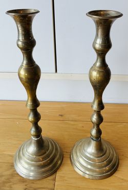 2 Metal Candleholders 13 1/2” Tall.