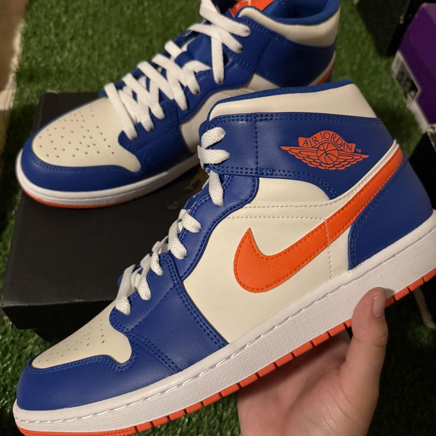 Nike Air Jordan 1 Mid Knicks Blue Orange FD1029-400 Size 11.5 US 