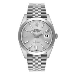 2020 Men's Rolex 41mm DateJust II Stainless Steel Watch with Silver Dial and Smooth Bezel. (Pre-Owned 126334)