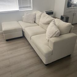 Sofa With Ottoman White 