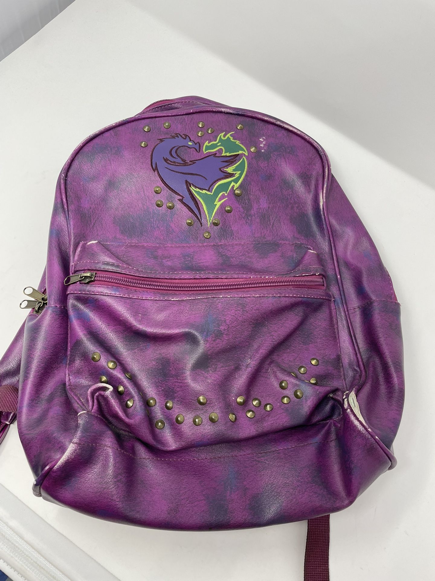 Disney Store The Descendents 2 Mal Evie Purple Faux Leather Studded Backpack