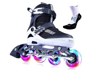 Adjustable Inline Skates for Kids and Adults with Full Light Up Wheels, Outdoor Roller Skates for Girls and Boys, Men and Women