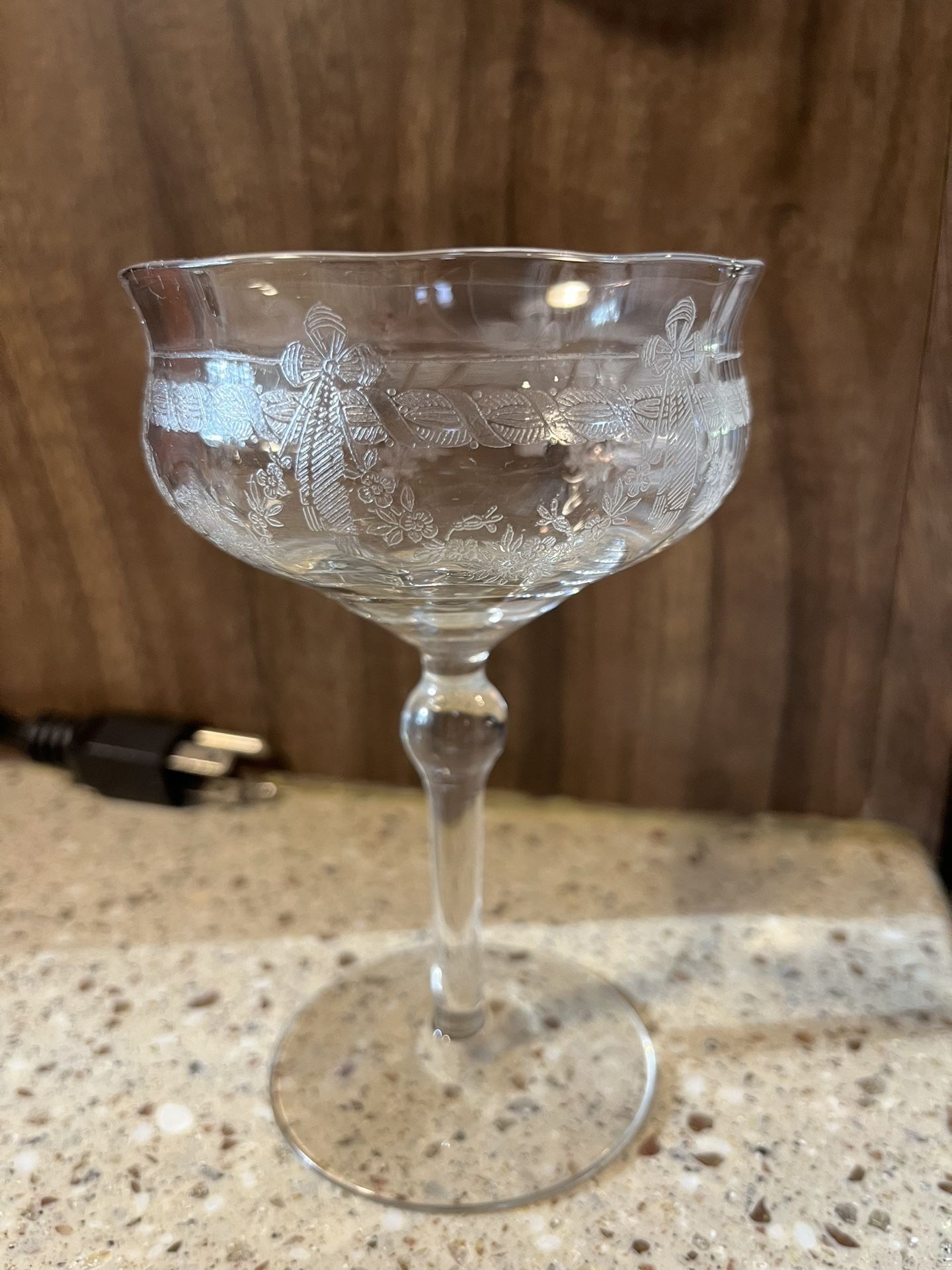Vintage Crystal Wine Glasses, Set of 5