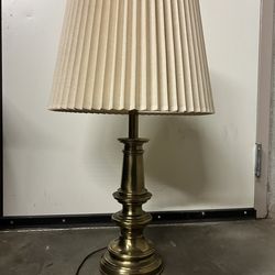 Vintage Stiffel Solid Brass Candlestick Table Lamp with Pleated Shade