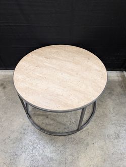 Modern Round Stone Top Accent Table