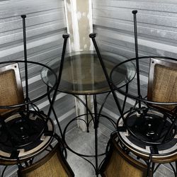 Glass Bistro Table and Chair Set of 4
