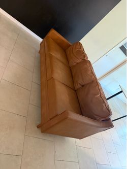 Brown leather couch