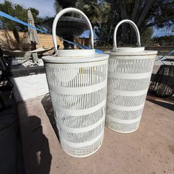 Set of 2 White Outdoor Lanterns