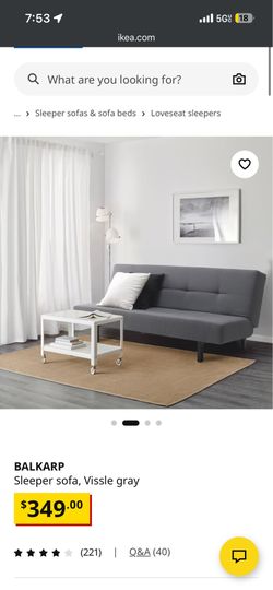 IKEA Balkarp sofa futon gray