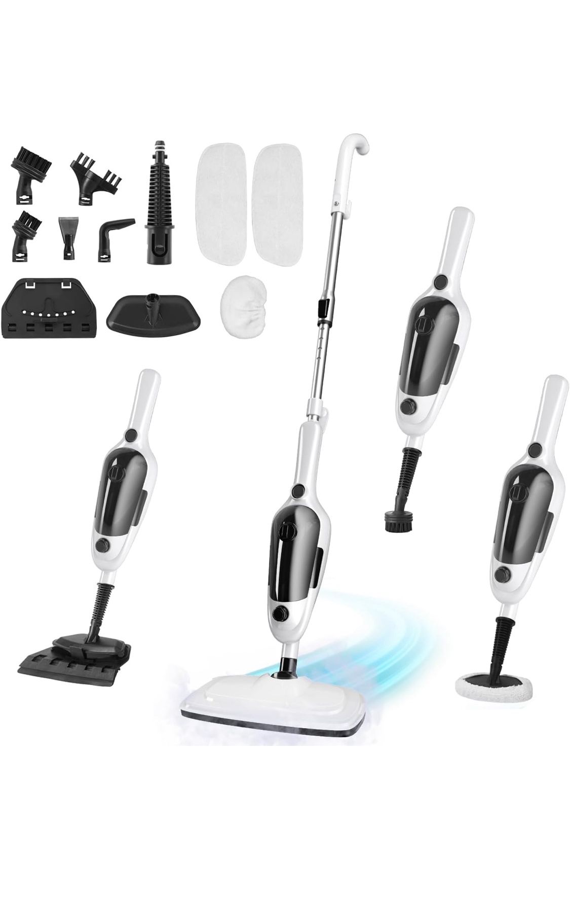 Steam Mop - 11-in-1 Steam Cleaner for Home with 15.2 OZ Water Tank & 23FT Power Cord, Detachable Steam Mops for Floor Cleaning MultiPurpose Steamer fo