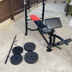 Weider Pro 265 Standard Bench with 80 Lb. Vinyl Weight Set 