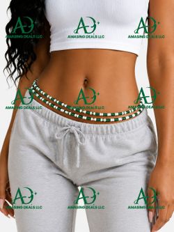 Green & White Handmade Waist Beads | 37 Inches | FREE Shipping | Ships Within 24 Hours
