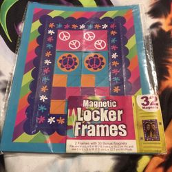 Kids or teachers magnetic Peace Sign, Flower Print locker Picture frame