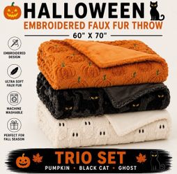 NWT Costco HalloweenThrow blanket $30 each  Ghost Cat Pumpkin Tik Tok