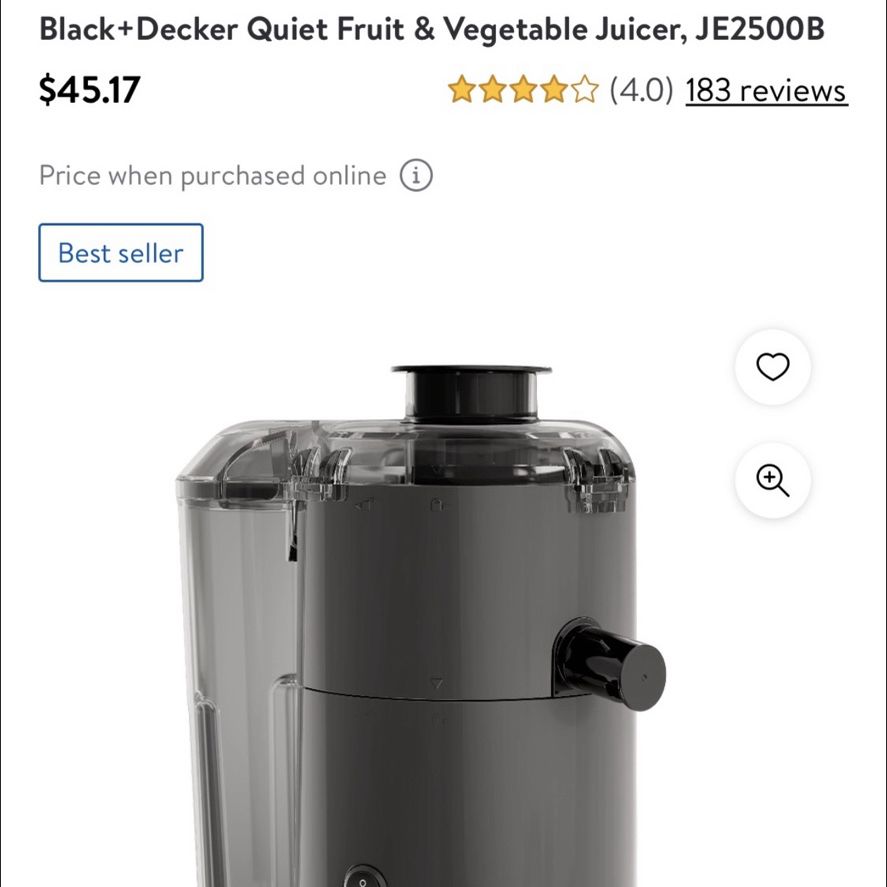  Black & Decker JE2500B Quiet Fruit & Vegetable Juicer
