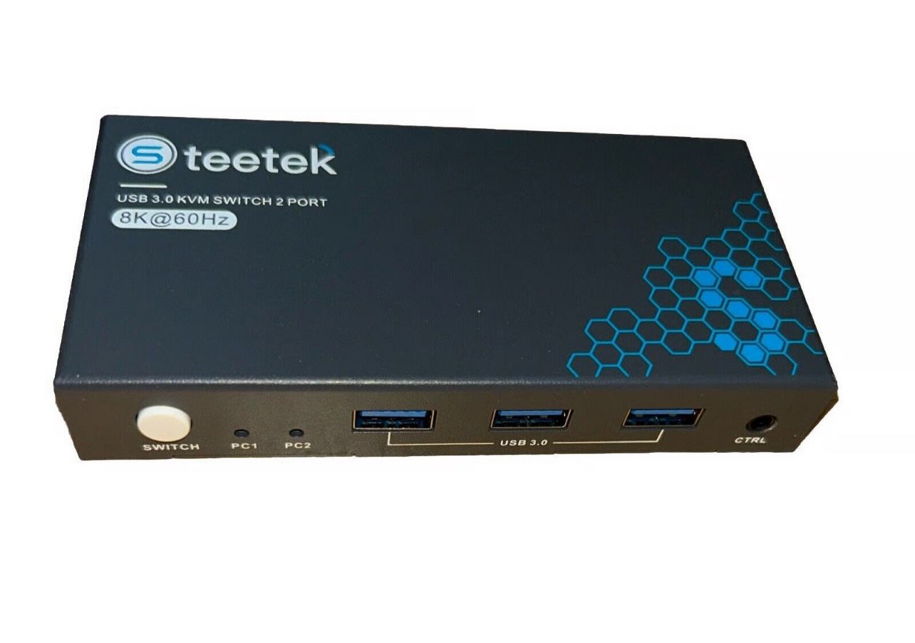 8K HDMI KVM Switch 2 Monitors 2 Computers, 8K@60Hz Dual KVM Switch for 2 Computers Sharing 2 Monitors, Keyboard, Mouse, Hard Drives, Printer, with EDI