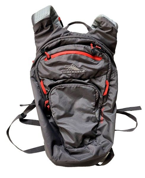 HIGH SIERRA Gray/Red CRAGIN HYDRATION BACKPACK Hiking Travel Running Gym Bag