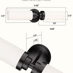 Emak 2 Light Black Vanity Lights for Bathroom, 22 Inch Bathroom Light Fixtures Modern Wall Sconces with Milk Glass Shade for Bathroom, Bedroom, Hallwa