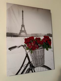 Paris Eiffel Tower Bicycle Wall Art Print