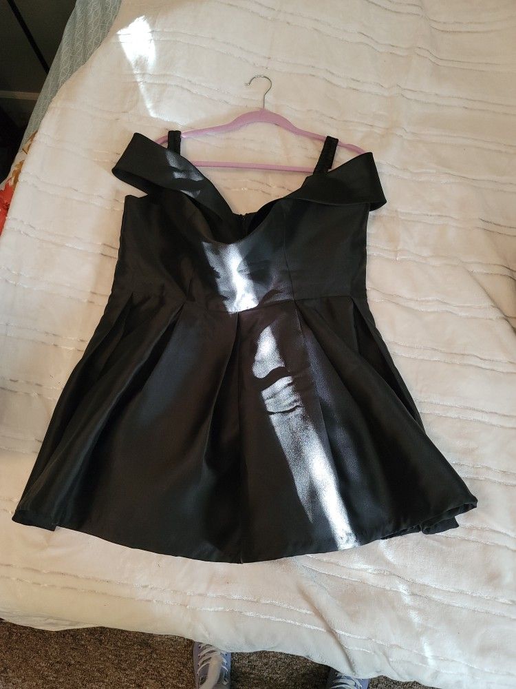 Short Black Satin Dress Dress!