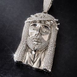 Big Jesus Piece (925 Silver) Pendant (MOISSANITE)