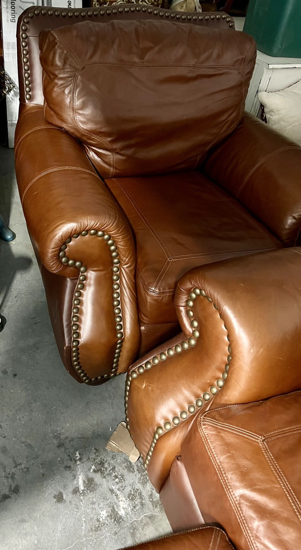 Leather Love Seat, Chair & Ottoman $200 Cash, No Delivery