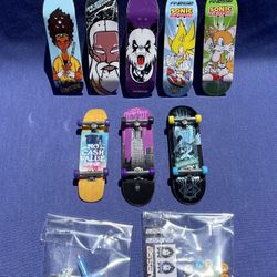 Tech Deck Finger Skateboards Decks Lot With Extra Wheels Screws & Trucks