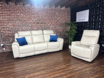 Delivery Available Costco white leather sofa/couch + chair retails 2100