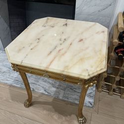 Antique marble coffee table with gold legs