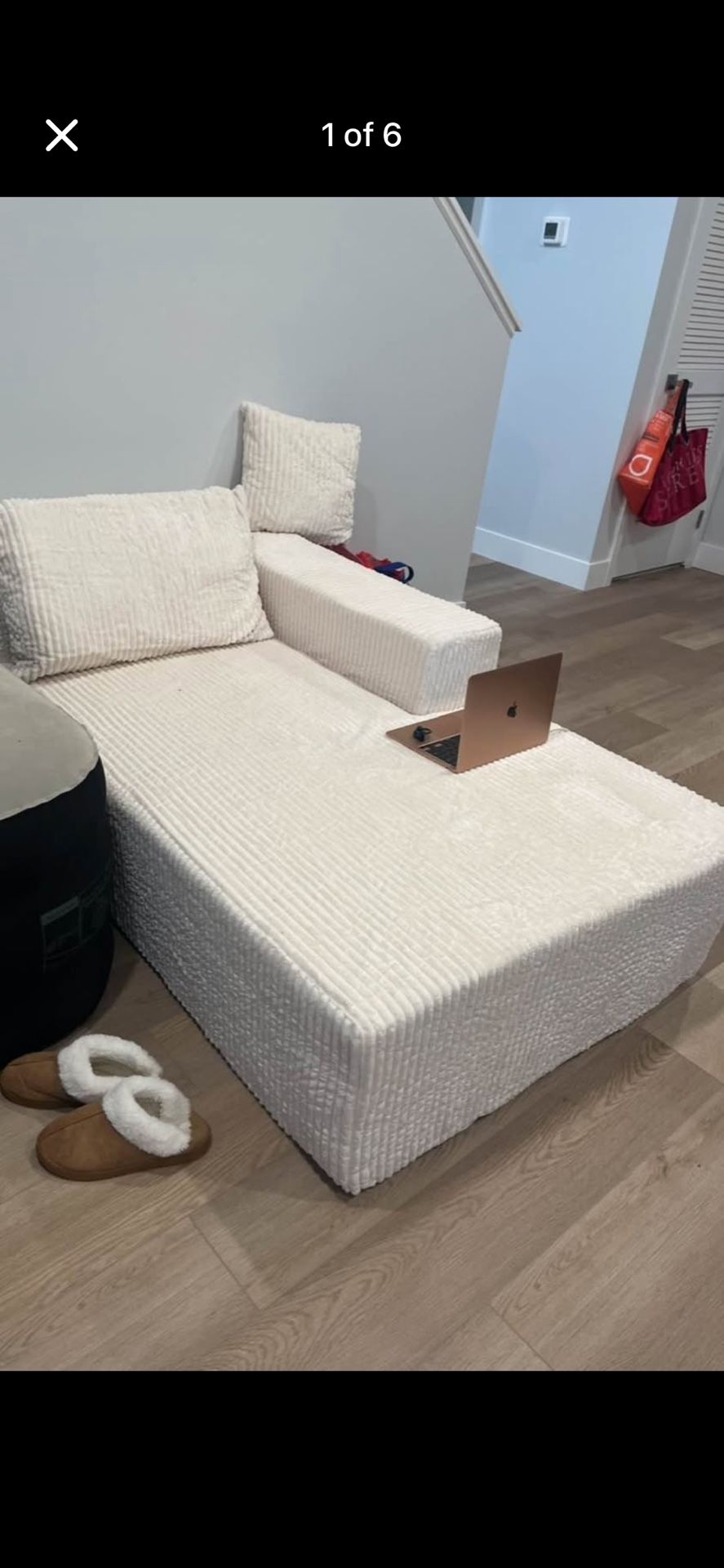 Modern Cream Chaise Like New - PERFECT Condition - Pickup ASAP