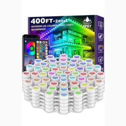 400FT Permanent Outdoor RGB Lights,IP67 Waterproof Smart LED Eaves Lights with App/Remote Control,for Christmas and All Holiday Decor