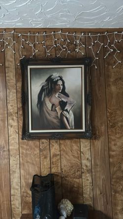 Del Rio Vintage Tribal Female Feather Headdress Portrait