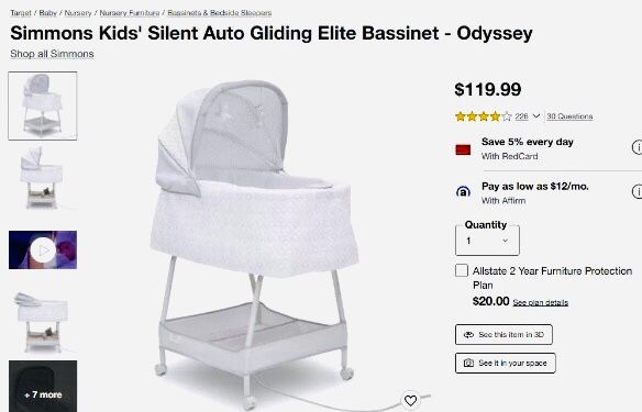 Simmons Kids' Silent Auto Gliding Elite Bassinet - Odyssey