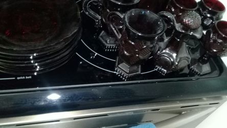 Red glass Avon 16 pieces