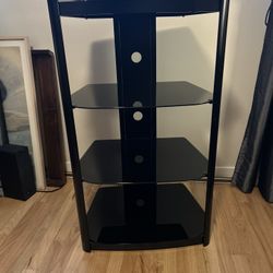 Stereo Shelf Unit Metal and Glass Onyx