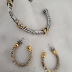 925 Cable Wire Bracelet And Earring Set