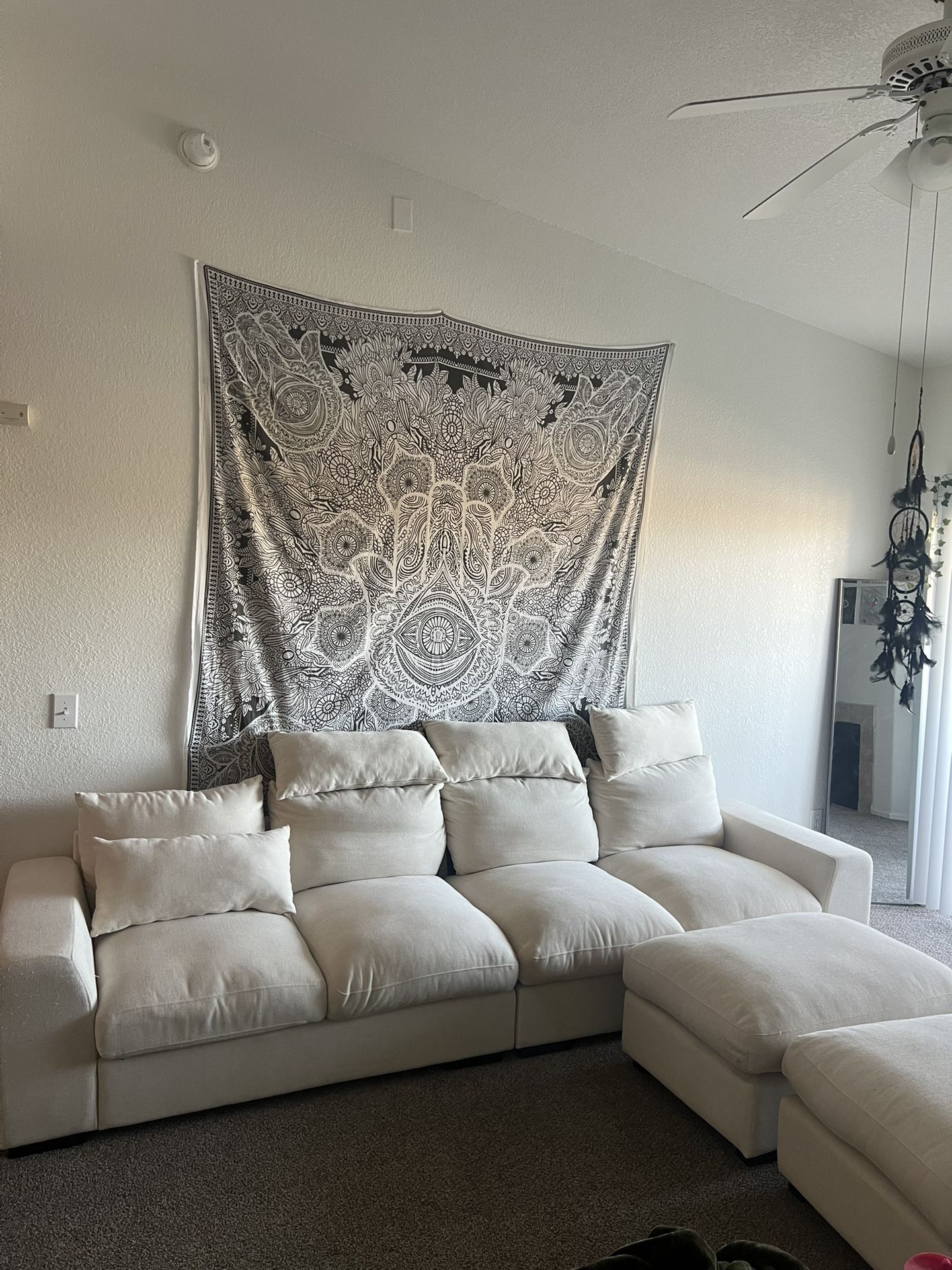 123.24” Beige Sofa Couch