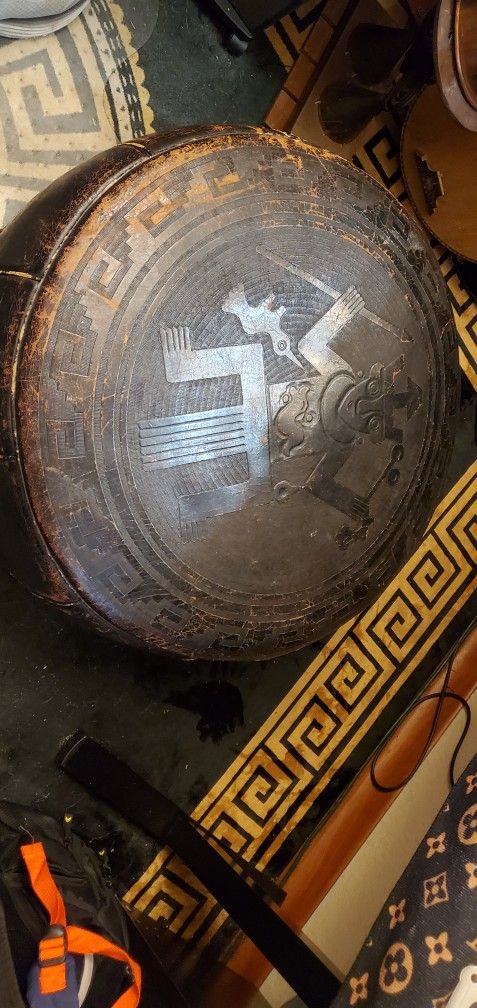 Leather Ottoman From Rurial Mexico City