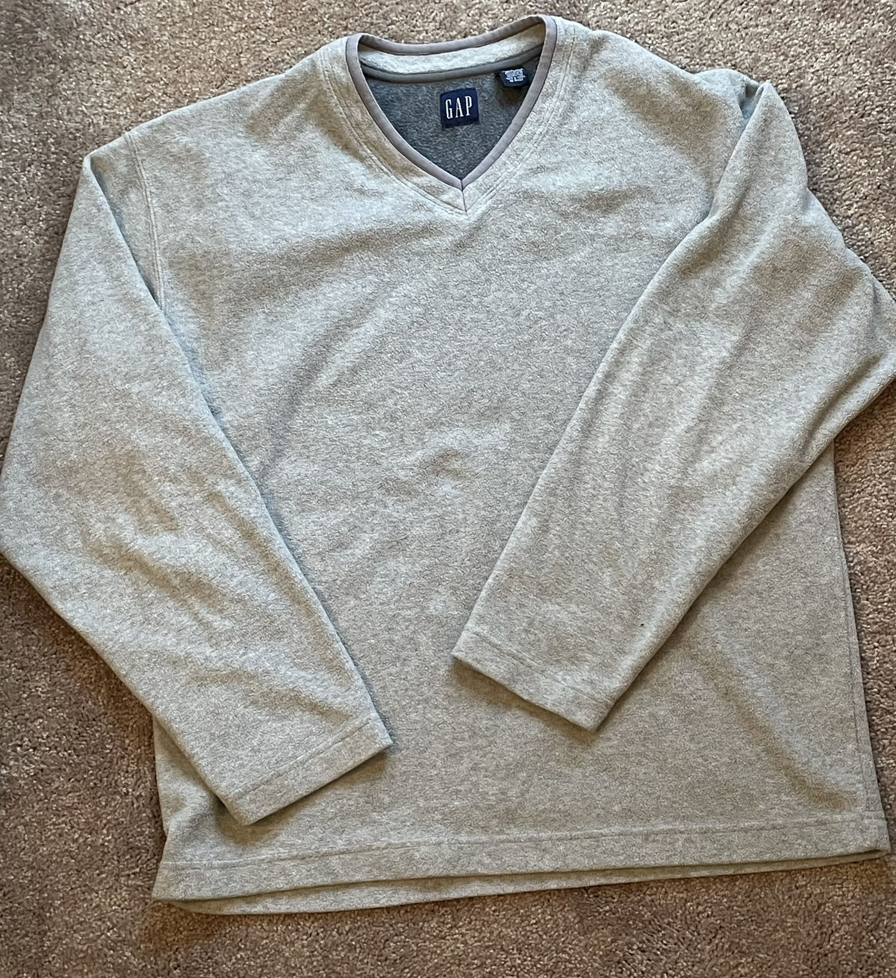Vintage GAP Gray V-neck Solid Plain Long Sleeve Causal Sweatshirt Adult Size L