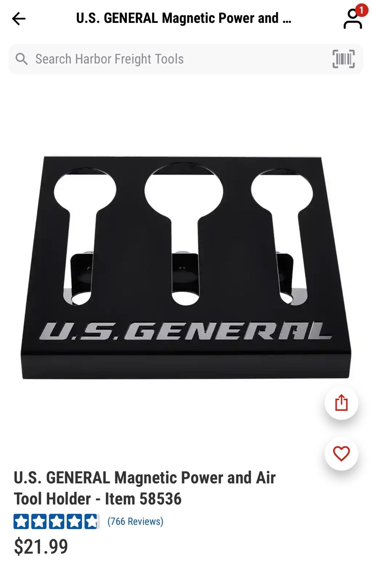 U.S. GENERAL Magnetic Power and Air Tool Holder - Item 58536