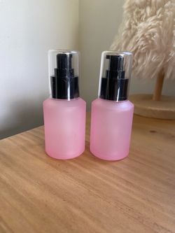60ml/2OZ Refillable Glass Pump Bottle Frosted Pink Cosmetic Makeup Bottles 2pc